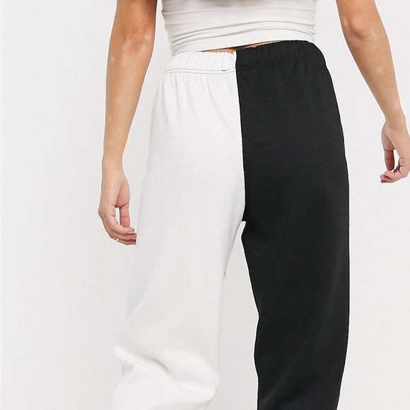 Topshop half-and-half sweatpants in monochrome | black & white | athleisure - Picture 3 of 4